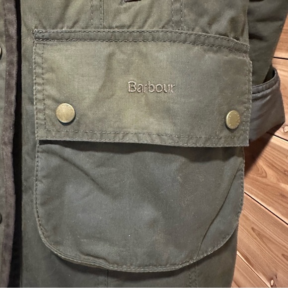 Barbour Olive Utility Jacket with Hood - Picture 3 of 11